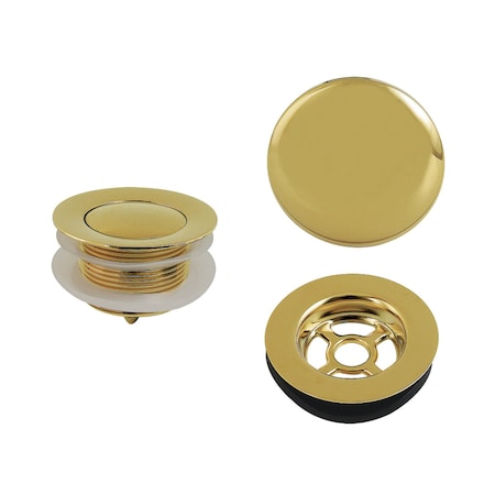 Kingston Brass Toe Touch Tub Drain Trim Kit with Overflow Plate, Polished Brass VTDETRIM2