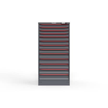 Strong Hold 13 drawer cabinet - (4x 2ft, 4x 3ft, 4x 4ft, 1x 5ft) - Red accents - E-Lock w/ Tracking S3060-PPTAS-1301DS