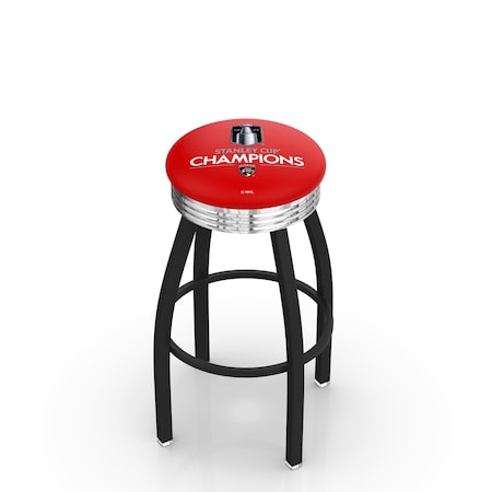 Holland Bar Stool Co Florida Panthers, 2025 Stanley Cup 30in Swivel Bar Stool with a Black Wrinkle and Chrome Finish L8B3C