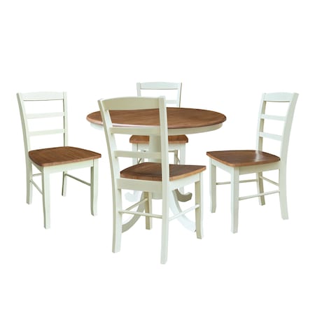 Whitewood Industries Rectangular Extension Dining Table W/ 4 Chairs, 36 in W, 29.9 in L, 48 in H, Parawood, 5 K79-36RXT-C2-4