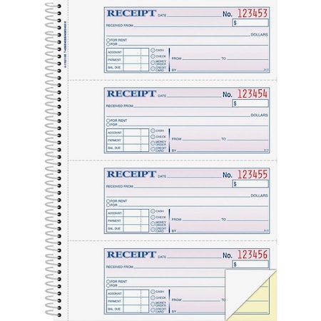 Adams Tops Money/rent Receipt Book, 7 1/8 X 2 3/4, 2-Part Carbonless, 200 Sets/book SC1182
