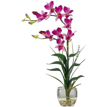 Dare2Decor Dendrobium with Glass Vase Silk Flower Arrangement- Purple DA103044