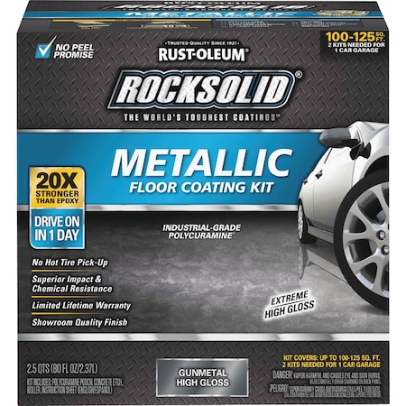 Rust-Oleum RockSolid Metallic Floor Coating Kit Gunmetal 70 Oz. 299743