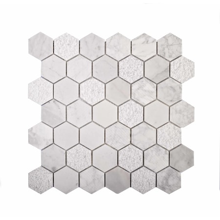 Apollo Tile 12x12 Bianco Carrara Marble Polished, Etched Floor and Wall Mosaic Tile 4.92 sqft/case, 5PK APLBL8801CAA