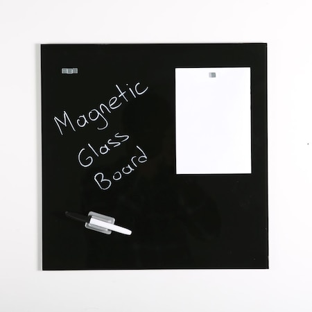 M&T Displays Frameless Tempered Glass Dry Erase Board Magnetic Board - Black - 17.72x17.72 inch T00MGB0145X2000