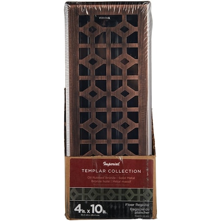 Imperial Templar 4'' x 10'' Oil-Rubbed Bronze Steel Floor Register RG3398
