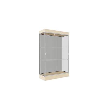 Ghent Lighted Floor Display Case 48x76x20, 6" Base, Satin 92LFHB-SN-BGW