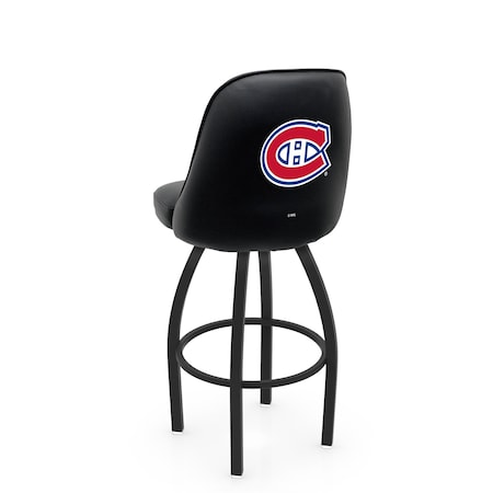 Holland Bar Stool Co Logo Grizzly Montreal Canadiens 30 in. Swivel Bar Stool with Black Wrinkle Finish L048