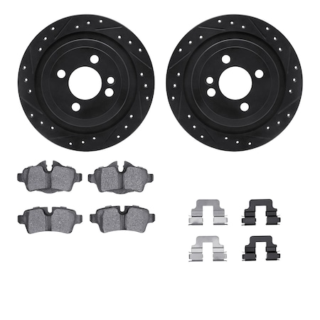 Dynamic Friction Co DFC Rotors-Drilled & Slotted-Black w/ EURO 5000 Ceramic Brake Pads Incl Hdw 8612-32008