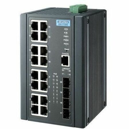 Advantech 16GE PoE + 4G SFP Managed Switch w/ Wide Temp. EKI-7720G-4FPI-BE