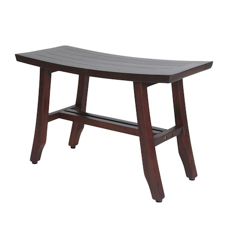 Homeroots 24" Dark Brown Solid Teak Wood Shower Bench 376685