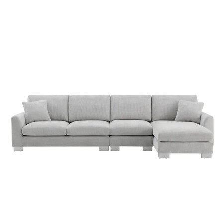 Homeroots 55" Light Gray Fabric Modular Sofa With Black Legs 568302
