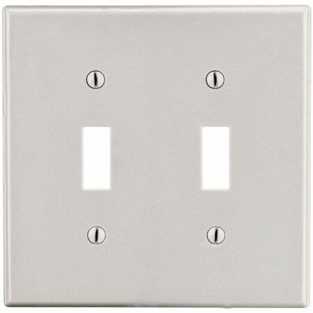 Hubbell Wiring Device-Kellems Wallplate, Mid-Size 2-G, 2) Toggle, Light Almond PJ2LA