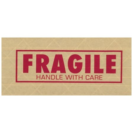 Tape Logic 3'' x 450' ''Fragile'' Tape Logic No 7500 Pre-Printed Reinforced Water Activated Tape, 10PK T9077500F