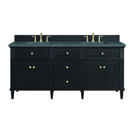 James Martin Vanities Lorelai 72in Double Vanity, Black Onyx w/ 3 CM Parisien Bleu Silestone Top 424-V72-BKO-FPBL