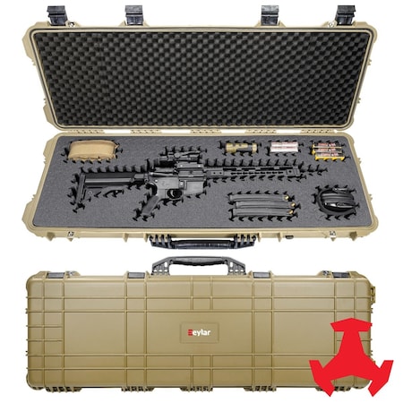 Eylar 44in Hard Rifle Case Equipped With Ragar Reconfigurable & Reusable XP Crosslinked Foam Insert SA00008-TAN-RG-XP