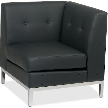 Office Star Collection: Wall Street Corner Chair, Black Seat, Black Back, 28" W 28" L 31" H, Fixed, Leather Seat WST51C-B18