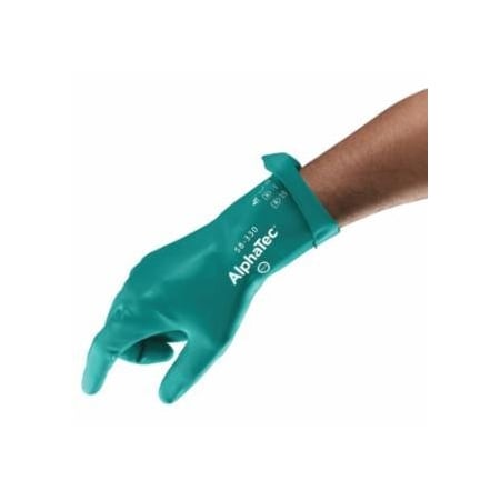 Alphatec 58-330 AQUADRI, Medium-Duty Nitrile Gloves, Gauntlet Cuff, Soft Foam Lining, Size 10, Green 012-58-330-10