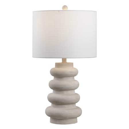 Jonathan Y Juniper 26" Modern Minimalist Resin Stacked Ovoid LED Lamp, Antique White JYL5506A
