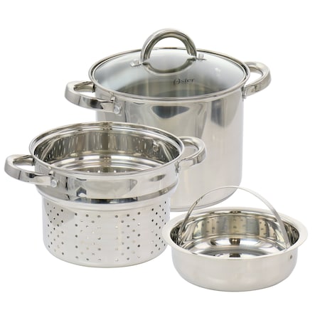 Oster Sangerfield 5 Quart Stainless Steel Pasta Pot with Steamer Insert and Basket 130008.04