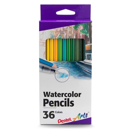 Pentel Watercolor Pencil Set, Assorted Colors, 36-Piece Set CB9-36