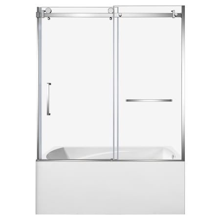 Kingston Brass 60" Acrylic Alcove Right-Hand Drain Tub with Left Sliding Tub Door, White/Polished Chrome KVTAM6032R211