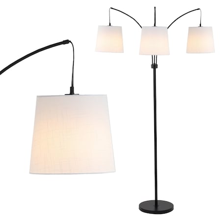 Jonathan Y Sylva 72.5" 3-Light Mid-Century Modern Head-Adjustable Iron LED Arc Floor Lamp, Black JYL3080A