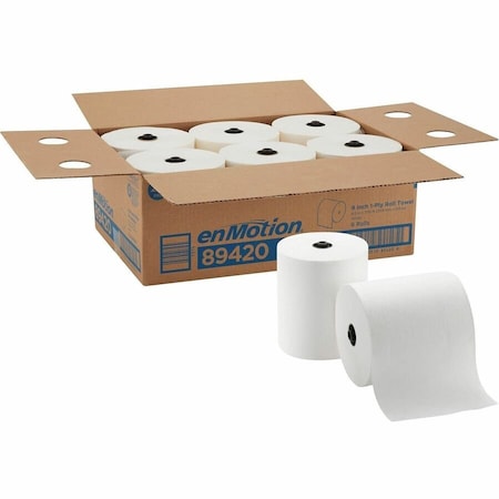 Georgia-Pacific enMotion Hardwound Paper Towels, 1 Ply, Continuous Roll Sheets, 700 ft, White, 6 PK 89420