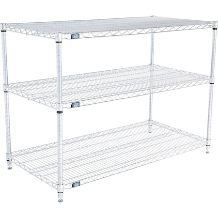Global Industrial Nexel 3 Shelf, Stainless Steel Wire Shelving Unit, Starter, 48"W x 24"D x 34"H B3149765