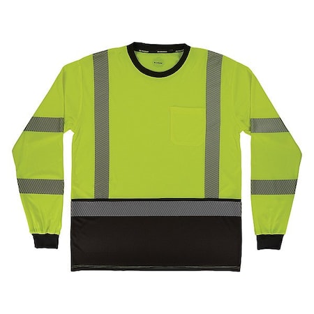 Ergodyne Hi-Vis Shirt, XL, Lime, Long Sleeve 22295