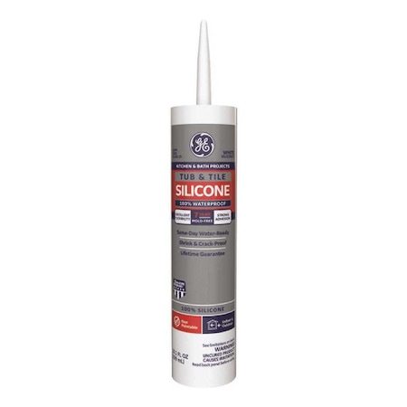 Ge 10.1 oz. White Silicone Bath Tub and Tile Caulk, 12PK 2749484