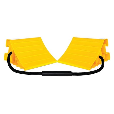 Strike3 RV Double Super Wheel Chock with Rope, Yellow ST3085374