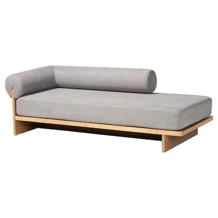 Baxton Studio Bertille Left-Arm Chaise Lounge with Solid Wood Base 262-14454-ZORO