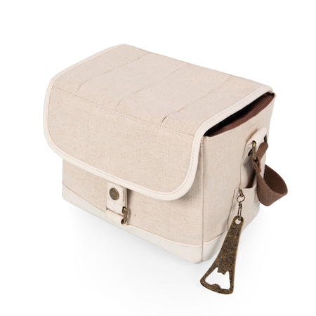 Picnic Time Family Of Brands Beer Caddy Cooler Tote with Opener, Beige 762-00-187-000-0