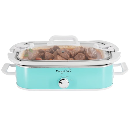 Megachef 3.5 Quart Casserole Slow Cooker with 3 Temperature Settings in Turquoise MGSL-5000-T