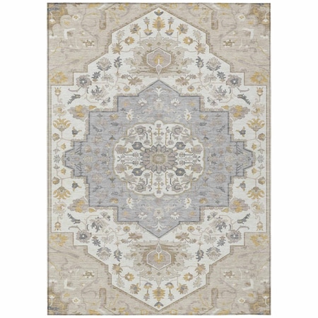Homeroots 5' X 8' Beige Ivory And Gray Oriental Washable Indoor Outdoor Area Rug 596609