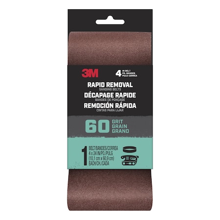 3M 4 in W, 24 in L, Ceramic Aluminum Oxide, 60 Grit, Brown BELT4X241PK60