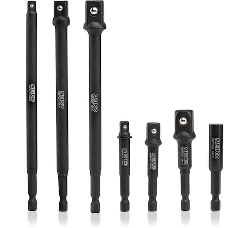 Neiko Impact Socket Adapter and Magnetic Bit Holder, 7-Piece Set, Cr-V Steel 00254A