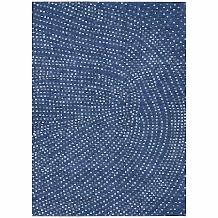 Homeroots 5' X 8' Navy Blue Gray And Ivory Polka Dot Washable Indoor Outdoor Area Rug 599059