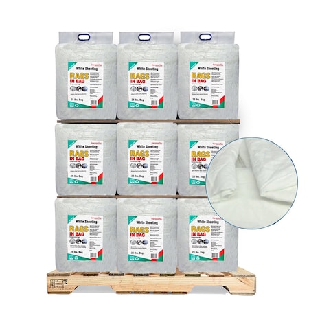 Supremeplus Recycled White Sheeting Cleaning Rags, 1000 lbs. Pallet, 40 x 25 lbs. Bags, 40PK SP-8698