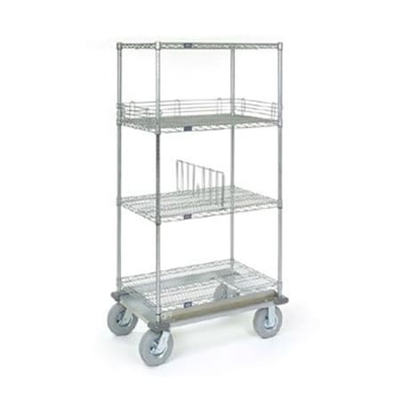 Tosafos Wire Shelf Dolly Truck with Pneumatic Wheels, Chrome - 18 x 48 x 72 in. TO427188