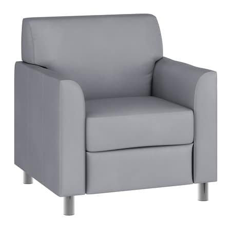Flash Furniture HERCULES Diplomat Gray LeatherSoft Chair with Clean Line-Stitched Frame and Chrome Legs BT-827-1-GY-CHR-GG