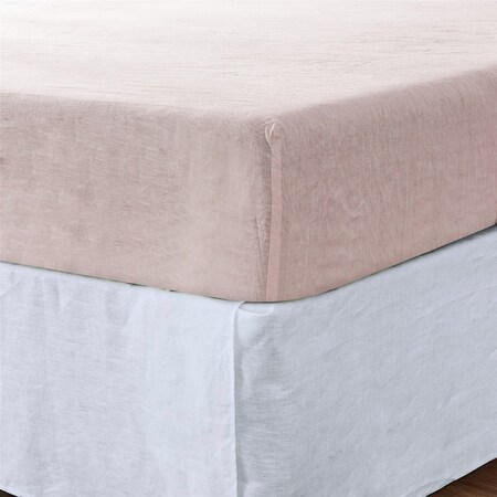 Homeroots Light Pink Linen Twin Fitted Sheet 520697