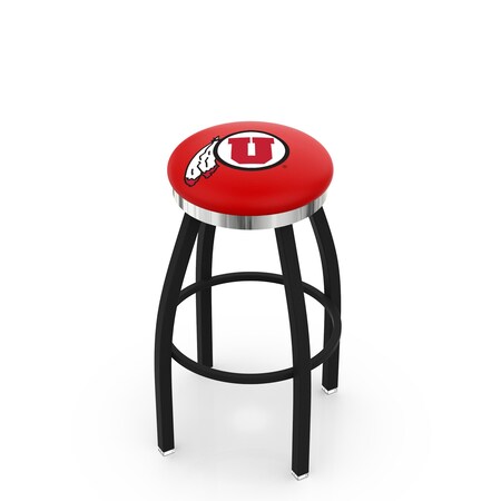 Holland Bar Stool Co 25" Blk Wrinkle Utah Swivel Bar Stool, Chrome Ring L8B2C25UtahUn