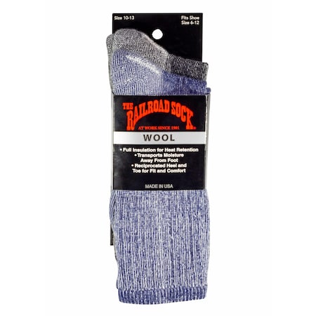 Railroad Sock Mens Crew Socks, 73% Wool/Acrylic Blend, 21% Nylon, 5% Spandex, 1% Acrylic, Black/Denim/Grey/Olive 2967