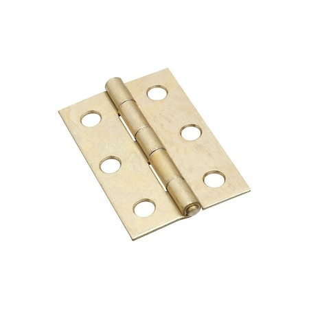National Hardware Narrow Hinge, 2-1/2 in W Frame Leaf, 0.056 in Thick Frame Leaf, Steel, Brass, Fast Spun Pin N146-290