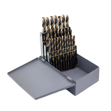 Drill America 15 Piece HSS Black & Gold KFD Split Point Mechanics Length Drill Bit Set, 1/16" - 1/2" KFD15ML-SET