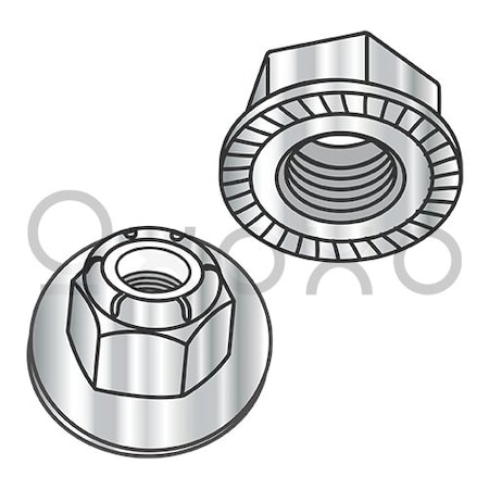 Oxoxo M6-1.0 Metric Din 6926 Hex Nylon Insert Flange Locknut Serrated A2 Stainless Steel, 1000PK 593865
