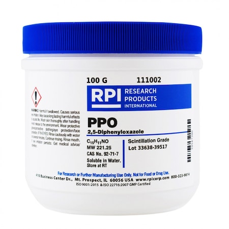 Rpi PPO 2, 5-Diphenyloxazole, Scintillation Grade, 100 Grams 111002