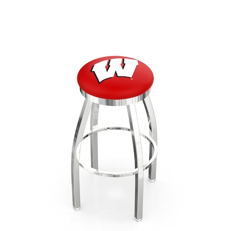 Holland Bar Stool Co 25" Chrome Wisconsin "W" Swivel Bar Stool, Accent Ring L8C2C25Wisc-W